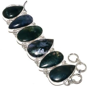 【送料無料】ブレスレット アクセサリ― ジュエリーブレスレット 78moss agate gemstone jewelry handmade bracelet 78