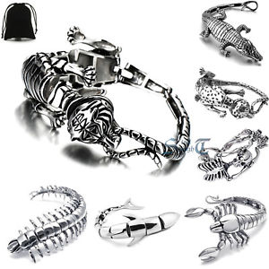 【送料無料】ブレスレット　アクセサリ―　メンズパンクバイカーステンレススケルトンスカルタイガーブレスレットmens punk biker stainless steel animal dinosaur skeleton skull tiger bracelet