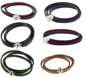 【送料無料】ブレスレット　アクセサリ―　イタリアンレザーラップブレスレットステンレスクラスプitalian leather 3wrap bracelet, stainless steel magnetic clasp