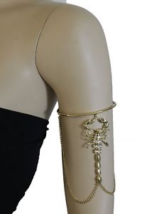 【送料無料】ブレスレット　アクセサリ―　メタルアッパーアームカフブレスレットロングスコーピオンシルバーwomen gold metal upper high arm cuff bracelet long scorpion silver bling jewelry