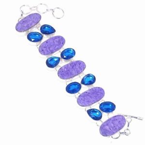 【送料無料】ブレスレット　アクセサリ―　パープルターコイズトパーズクォーツハンドメイドジュエリーブレスレットpurple turquoise,iolite quartz 55 gm handmade jewelry bracelet 8 13,845円
