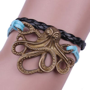【送料無料】ブレスレット　アクセサリ―　タコパーソナリティロープレザーキュートブレスレット30xoctopus personality rope leather cute charm bracelet alloy diy jewelry i0i6