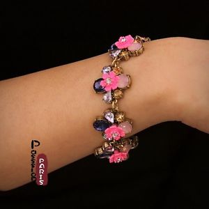 【送料無料】ブレスレット　アクセサリ―　ct2ブレスレットピンクエナメルリバイバルオリジナルbracelet pink flower enamel blue amber cute retro original evening marriage ct2