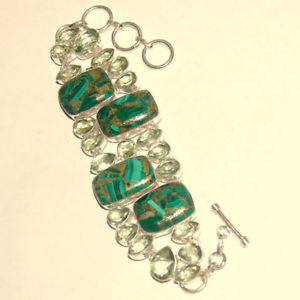 【送料無料】ブレスレット　アクセサリ―　マラカイトグリーンアメジストハンドメイドジュエリーブレスレットpretty malachite,green amethyst 74 gm handmade jewelry bracelet 8