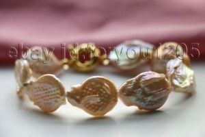 【貨物輸送無料】腕輪 添え物― ピンクバロックパールブレスレット＃75 genuine natural 20粍 pink baroque reborn keshi pearl bracelet f3292