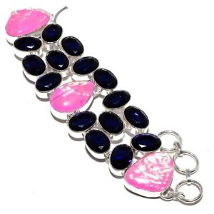【貨物輸送無料】腕輪 添え物― ファイアーオパールサファイアジュエリーブレスレット 78nodal triplet fire opal, blue sapphire jewelry handmade bracelet 78