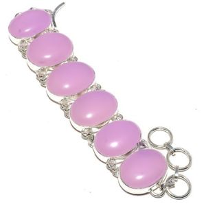 【貨物輸送無料】腕輪 付属物― ピンクハンドメイドブレスレットproper pink chalcedony gemstone jewelry handmade bracelet 78
