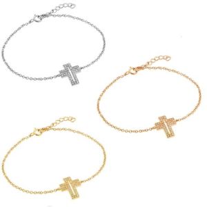【送料無料】ブレスレット　アクセサリ―　スターリングブレスレットwczsterling silver charm bracelet w cz stones open cross