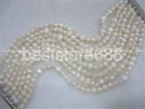 【送料無料】ブレスレット　アクセサリ―　ホワイトバロックブレスレットビード8rows 75 white baroque freshwater pearl bracelet whole nature bead 56mm