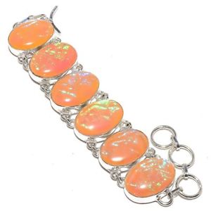 【貨物輸送無料】腕輪 添え物― オーストラリアファイアーオパールジュエリーブレスレット 78beautiful australian triplet fire opal gemstone jewelry handmade bracelet 78