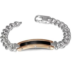 【貨物輸送無料】腕輪 添え物― ステンレスシルバーブラックローズmensリンクチェーンブレスレット