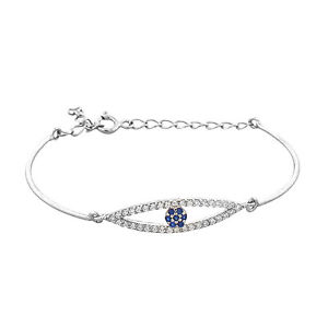 【貨物輸送無料】腕輪 添え物― 925スターリング白いことwomensリンクチェーンブレスレット925 sterling silver white blue evil eye protection womens link chain bracelet
