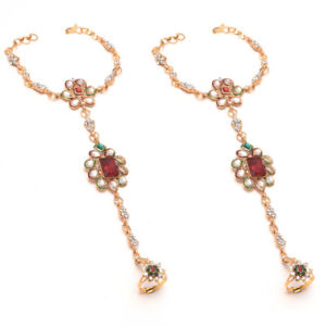 【貨物輸送無料】腕輪 添え物― 7835ホワイトグラスストーンパールチェーンブレスレットgold plated white glass stone pearl chain bracelet for women 7835