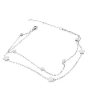 【送料無料】ブレスレット　アクセサリ―　ステンレススチールブレスレットedforce stainless steel silvertone star sphere anklet bracelet, 11
