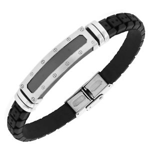 【送料無料】ブレスレット　アクセサリ―　ステンレスゴムツートンカラーmensブレスレット
