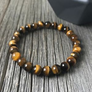 【送料無料】ブレスレット　アクセサリ&mdash;　メンズビーズキャッツアイストレッチブレスレットmens beaded stretch tigers eye bracelet｜hokushin