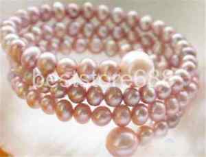 【貨物輸送無料】腕輪 添え物― ラベンダーパールブレスレットextendible 810粍 round lavender freshwater pearl bracelet