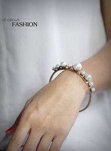 【送料無料】ブレスレット　アクセサリ&mdash;　ブレスレットゴールデンオープンアールデコパールホワイトクラスビンテージbracelet golden open art deco pearl white class vintage original ct4｜hokushin