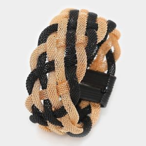 【送料無料】ブレスレット アクセサリ― ブティックゴールドブラックメッシュブレスレット