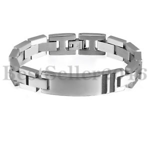 【送料無料】ブレスレット　アクセサリ―　メンズステンレススチールバイカーチェーンパーソナライズブレスレットmens polished stainless steel biker chain adjustable personalized id bracelet