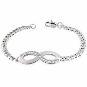 【送料無料】ブレスレット　アクセサリ―　ラインストーンブレスレットステンレススチールbracelet stainless steel with infinity symbol rhinestone