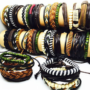 【送料無料】ブレスレット　アクセサリ―　ハンドメイドサーファーカフジュエリーブレスレットwhole 12 set fashion 4 in 1 leather handmade surfer cuff jewelry bracelets