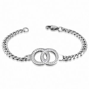 【送料無料】ブレスレット　アクセサリ―　ブレスレットステンレスラインストーンインターレースbracelet stainless steel circles interlaced with rhinestone length 20 cm
