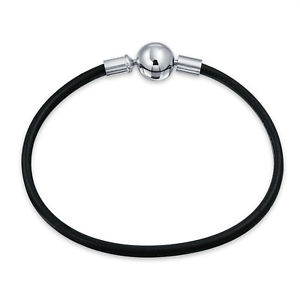 【送料無料】ブレスレット　アクセサリ―　ジュエリーシルバーラウンドバレルクラスプビーズチャームブレスレットbling jewelry 925 silver round barrel clasp leather bead charm bracelet