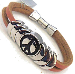 【送料無料】ブレスレット　アクセサリ―　ブレスレットウィーラーサインピュータークラスプepic spirit bracelets wheeler peace sign leather amp; pewter clasp magnetic wcb 714