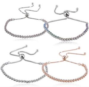 【送料無料】ブレスレット　アクセサリ&mdash;　スターリングシルバーラインストーンプッシュプルブレスレット 100 925 sterling silver rhinestone pushpull adjustable european bracelet｜hokushin 15,185円