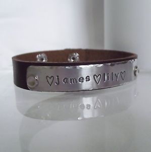 【送料無料】ブレスレット　アクセサリ―　ハンドメイドパーソナライズカフブレスレットlovely handmade personalised name, date, quote leather statement cuff bracelet 13,855円