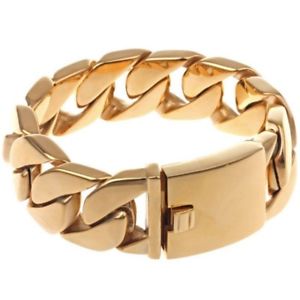 【送料無料】ブレスレット　アクセサリ―　ｋゴールドメッキステンレススチールヒップホップブレスレットインチmens 18k gold plated 26mm stainless steel hip hop wrist bracelet 9 inches 220g