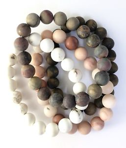 【送料無料】ブレスレット　アクセサリ―　マットマグネシアジャスパーストレッチブレスレットfour matte finish aventurine tigereye magnesite jasper stretch bracelet set