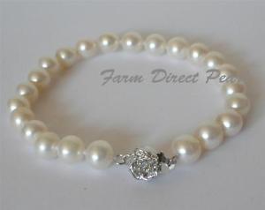 【送料無料】ブレスレット　アクセサリ―　ホワイトパールブレスレットgenuine 89mm cultured freshwater white pearl bracelet 75