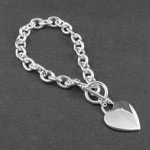 【送料無料】ブレスレット　アクセサリ―　シルバートグルハートブレスレット7 silver ep toggle heart bracelet