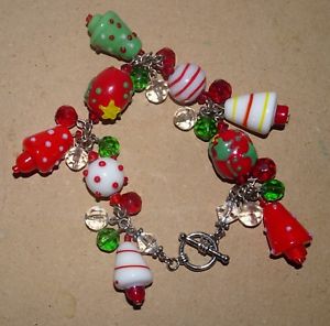 【送料無料】ブレスレット　アクセサリ―　ガラスクリスマスツリービーズトグルブレスレットglass charm~christmas trees beaded toggle bracelet 14,045円