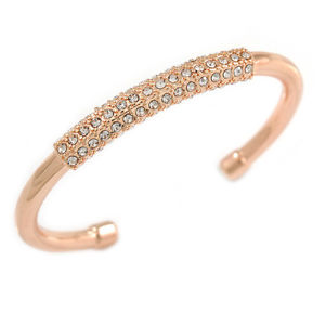 【送料無料】ブレスレット　アクセサリ―　ローズゴールドトーンクリスタルバーカフブレスレットrose gold tone polished crystal bar cuff bracelet 19cm l