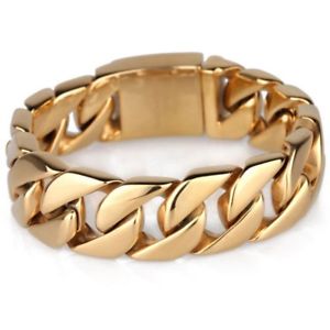 【送料無料】ブレスレット　アクセサリ―　ｋゴールドメッキステンレススチールヒップホップブレスレットインチmens 18k gold plated 20mm stainless steel hip hop wrist bracelet 866 inch 117g