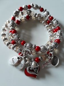 【送料無料】ブレスレット　アクセサリ―　ブレスレットヒーリングストレッチブレスレットcharm bracelet set healing heart hand made 3 stretch bracelets set