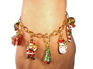 【送料無料】ブレスレット　アクセサリ―　クリスマスメリークリスマスブレスレットカラフルxmas gift merry christmas gold plated charm braceletcolorful