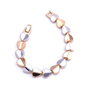 【送料無料】ブレスレット　アクセサリ―　イエローホワイトゴールドメッキハートブレスレットwomen yellow white gold plated heart love charm bracelet 185cm uk 14,235円