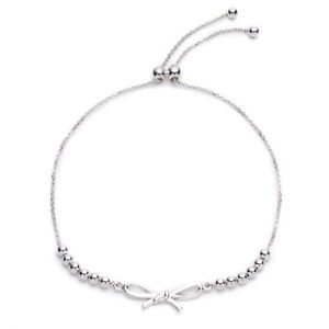 【送料無料】ブレスレット　アクセサリ―　スターリングシルバービーズブレスレットインチsterling silver adjustable beaded bracelet with bow, expandable 925 inch