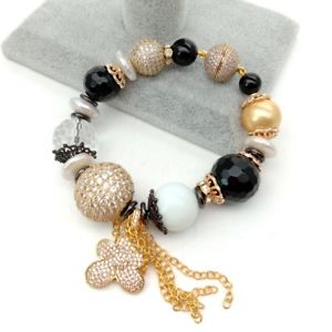 【送料無料】ブレスレット アクセサリ― ホワイトコインパールオニキスブレスレットペンダント8 white coin pearl porcelain onyx bracelet czpave pendant