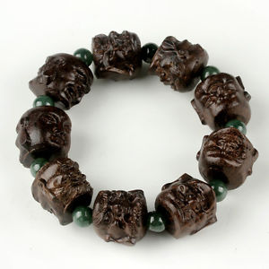 【送料無料】ブレスレット　アクセサリ―　2017ブッダヘッドブレスレット2017 natural wood carved buddha head beads bracelet