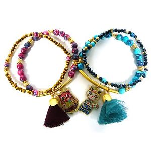 【送料無料】ブレスレット アクセサリ― ペンダントブレスレットdangle cute pendant charm tassel ceramic bead stretch bracelet fashion jewelry