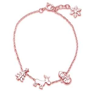【送料無料】ブレスレット　アクセサリ―　chrismtas925スターリングブレスレット61ローズrose gold plated chrismtas charms 925 sterling silver bracelet 6 ext 1
