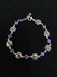 【送料無料】ブレスレット　アクセサリ―　gorgeous 925sterlingamethyst purple flower braceletgorgeous 925 sterling silver amethyst purple flower bracelet