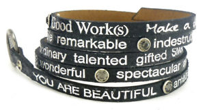 【送料無料】ブレスレット　アクセサリ―　ラップメタリックレザーブレスレットスモーキーgood works make a difference wrap metallic leather bracelet smokey crystals