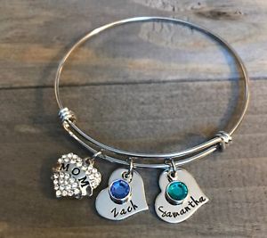 【送料無料】ブレスレット　アクセサリ―　ブレスレットマザーママmother bracelet personalized name birthstone heart hand stamped jewelry mom gift 13,286円