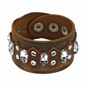 【送料無料】ブレスレット　アクセサリ―　ブレスレットbracelet brown leather skulls